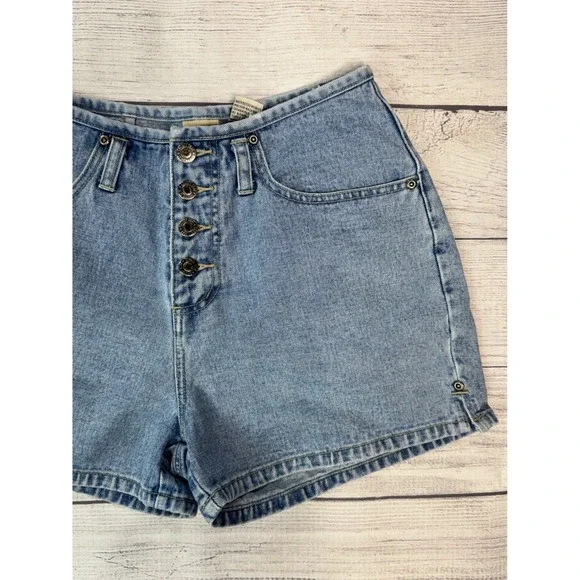 Vintage Jeans Wear Women High Waisted Denim Shorts Light Wash Button Fly Blue - Picture 2 of 8